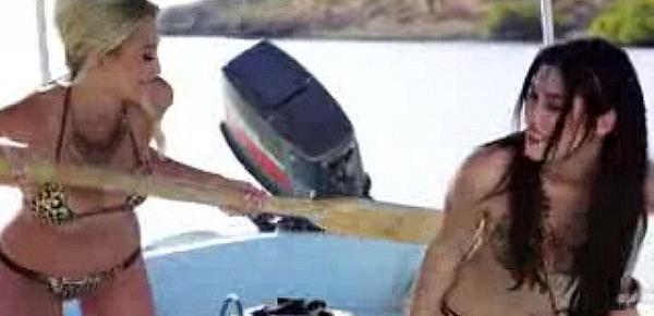  3 Playboy girls Getting Wild in Water Boat